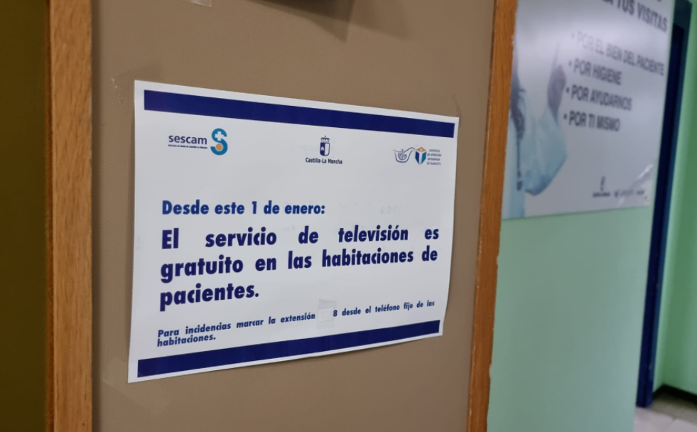 La televisión ya es gratuita en todos los hospitales públicos de Castilla-La Mancha. Así lo anuncia una orden del 1 de enero.